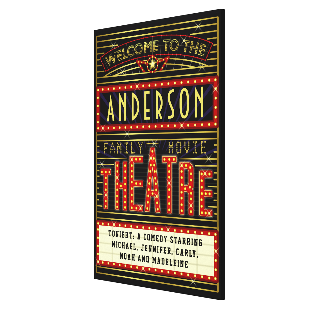 Movie Theatre Marquee Home Cinema | Name 24 x 36 Canvas Print