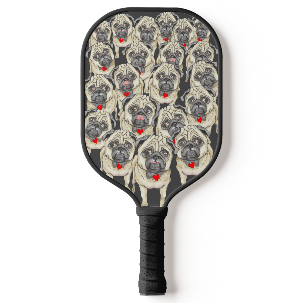 A Grumble of Pugs Pickleball Paddle