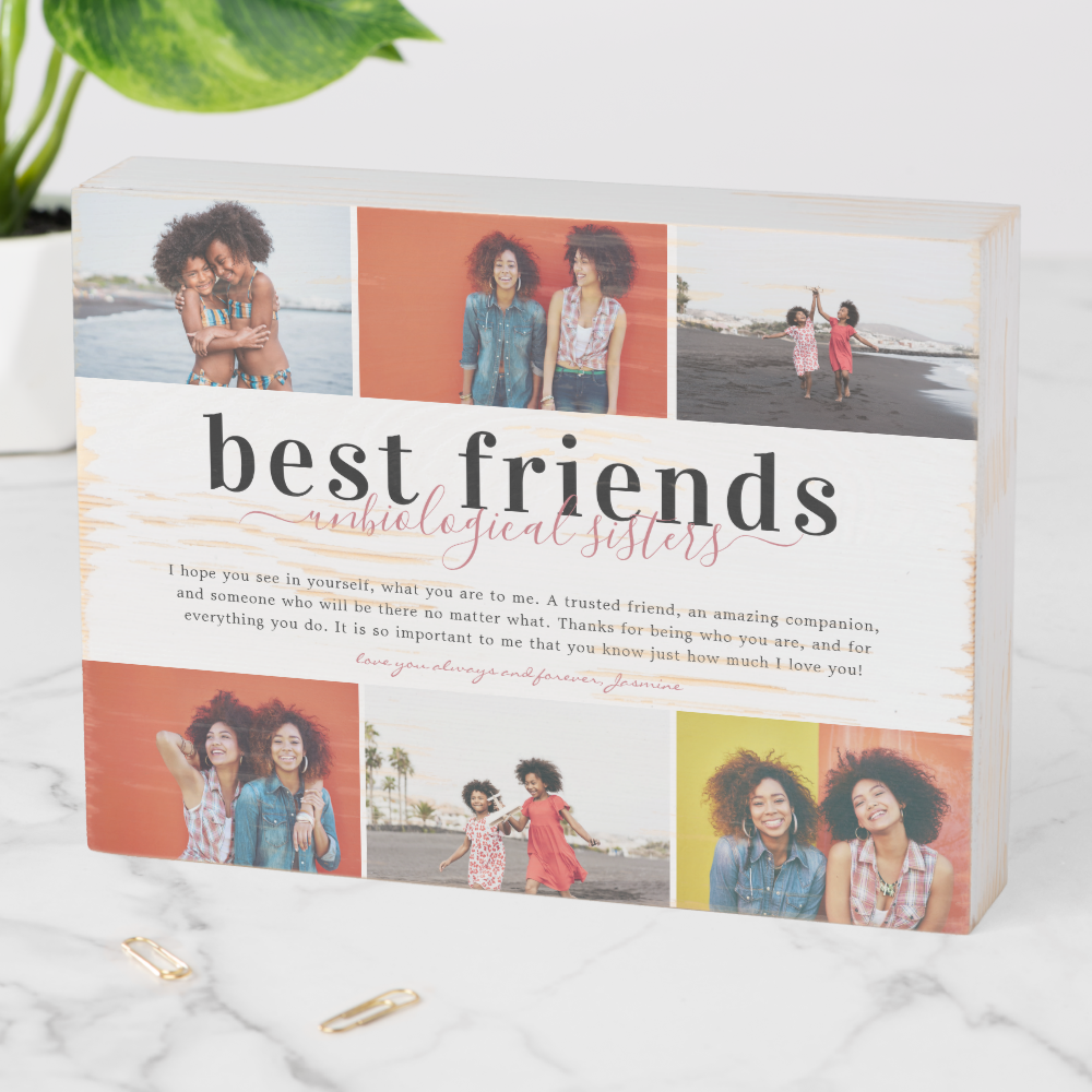 Best Friends | 6 Photo Collage Gift Wooden Box Sign
