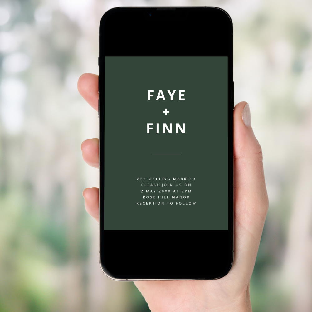 Dark Green | Moss Minimalist Scandi Modern Wedding Invitation