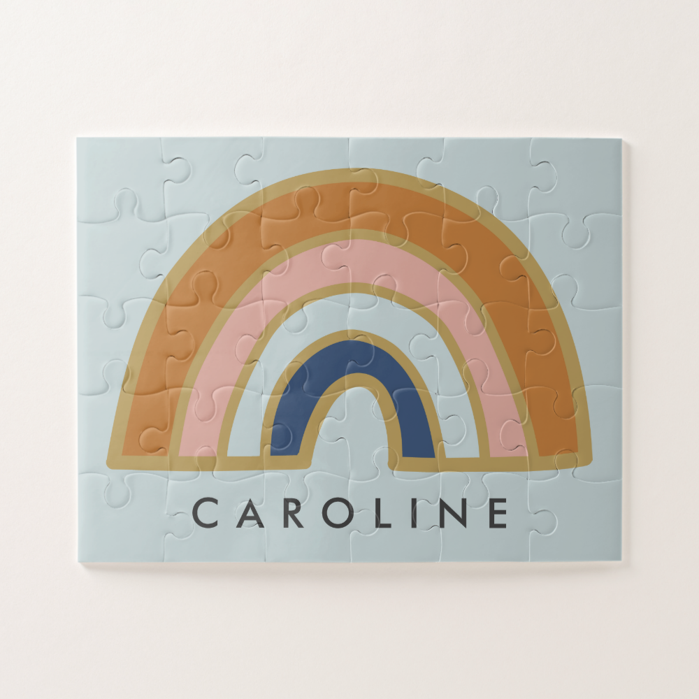 Vintage Rainbow Personalized Name Kids Jigsaw Puzzle