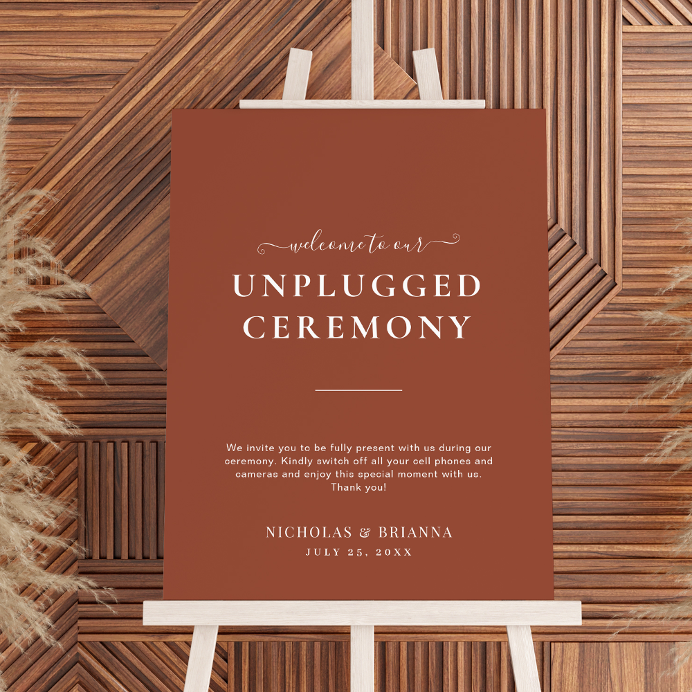 Boho Terracotta Burnt Orange Unplugged Wedding Foam Board