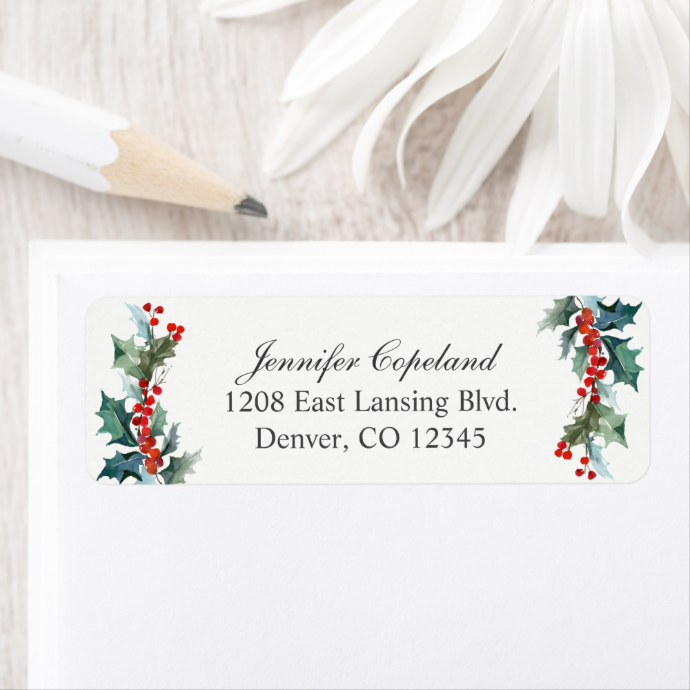Holiday Greenery Watercolor Botanical Label