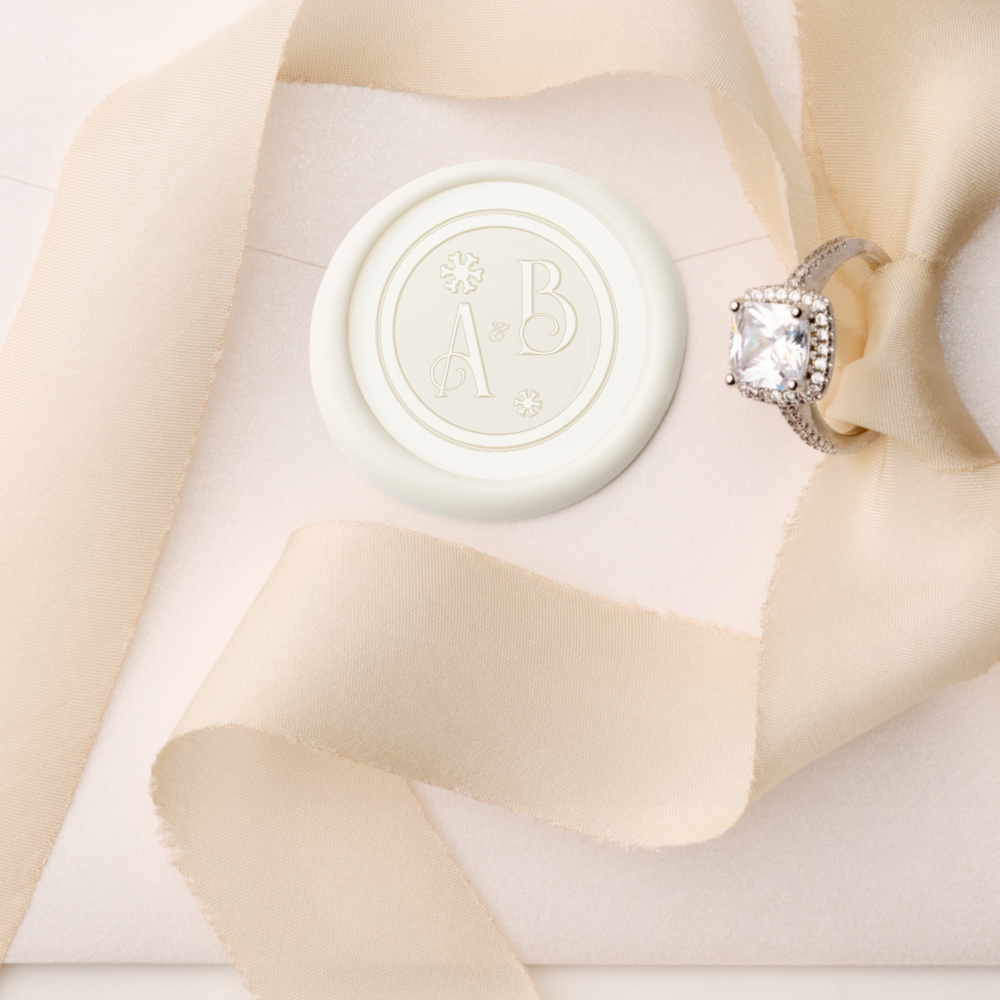 Simple Ice Crystals Elegant Initials Wax Seal Stamp