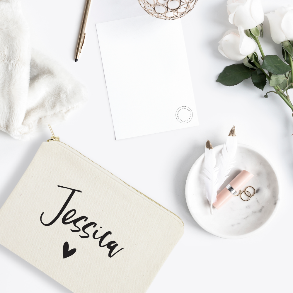 Cute Script Name and Heart Cosmetic Toiletry Bag