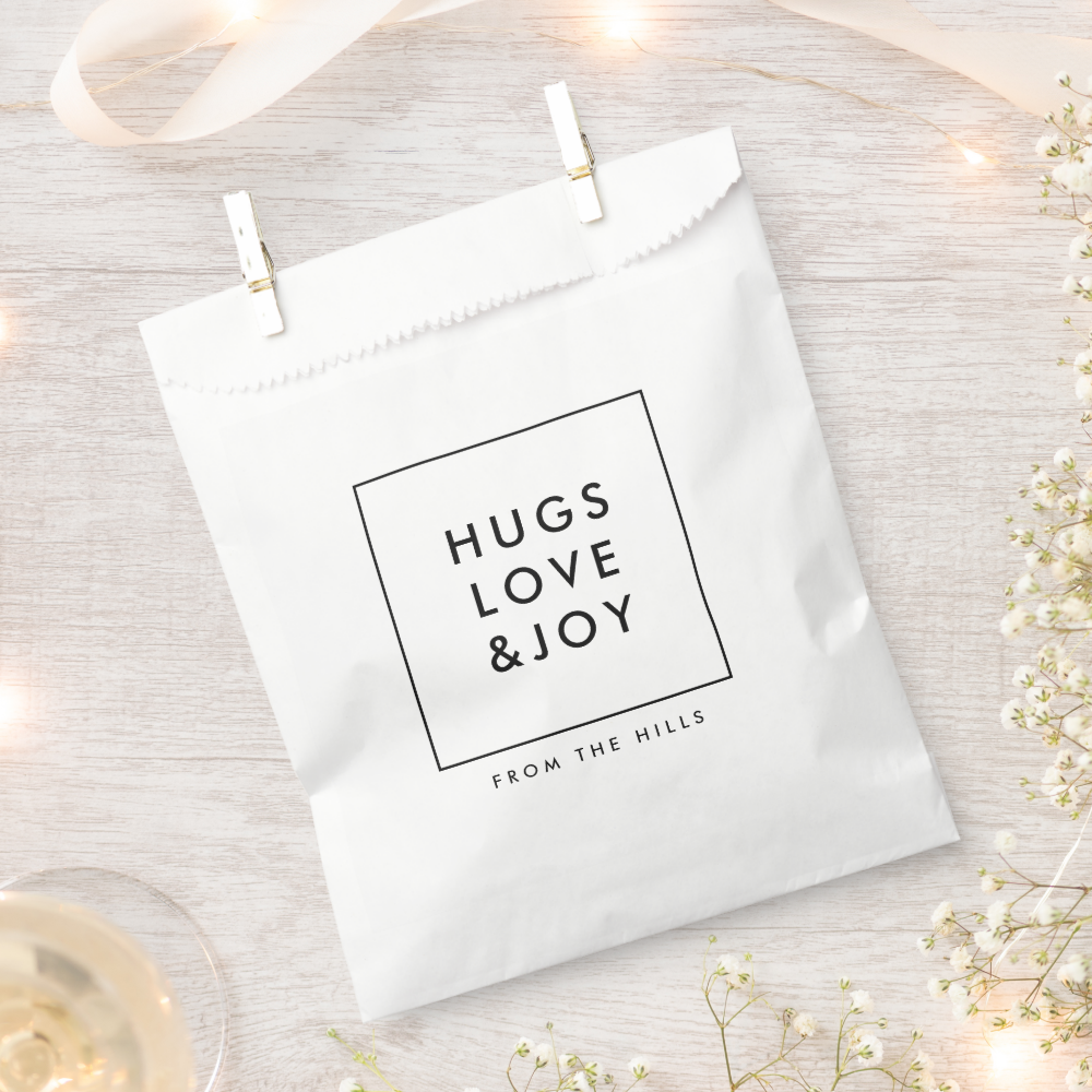 Hugs Love and Joy | Stylish Minimal Christmas Favor Bag