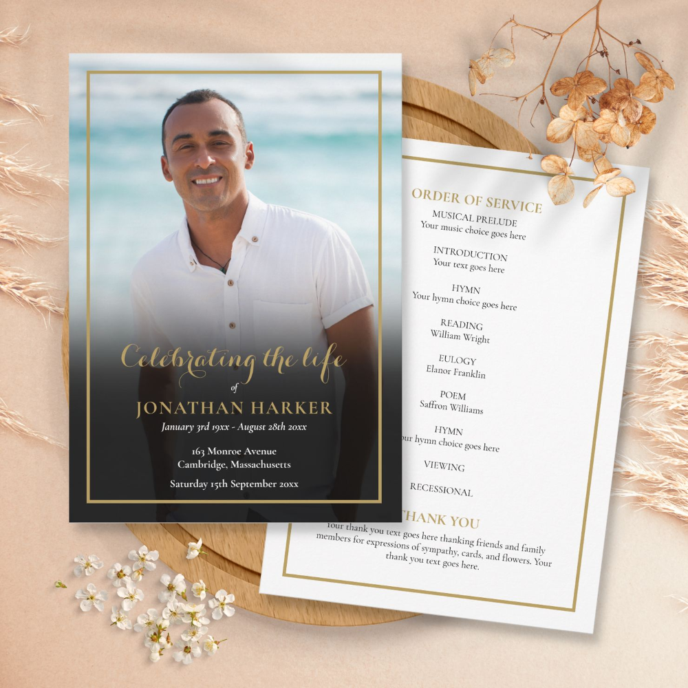 Funeral Memorial Photo Order Of Service Program