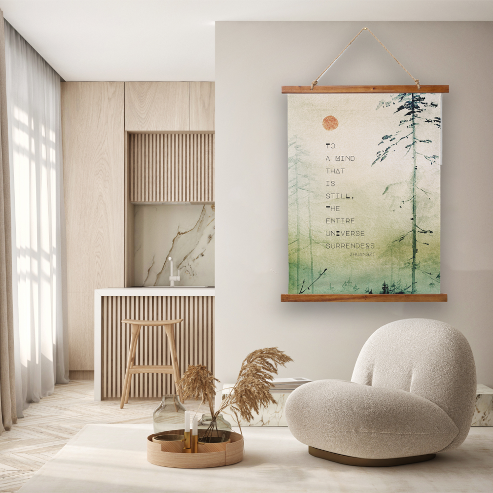 Motivational Zen Quote Asian Art Wood Hanging Tapestry
