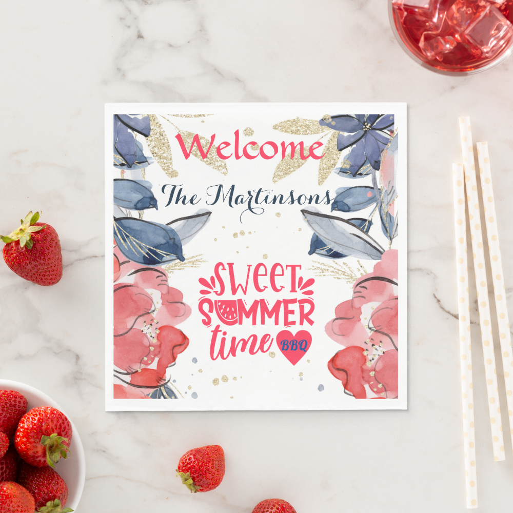 Summer BBQ Picnic Personalized Paper Napkins