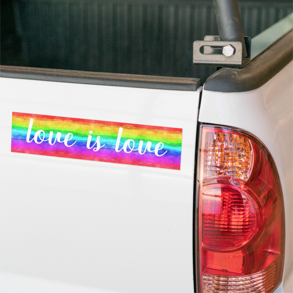 Watercolor Rainbow Love is Love Pride Bumper Sticker