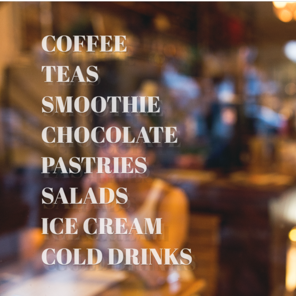 Coffee Tea Salads Window Vinyls Transparent | Food Window Cling