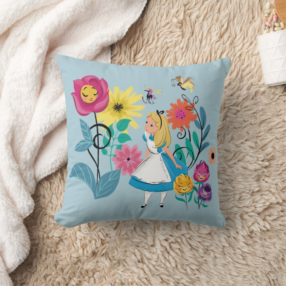 Alice in Wonderland | The Wonderland Flowers Throw Pillow