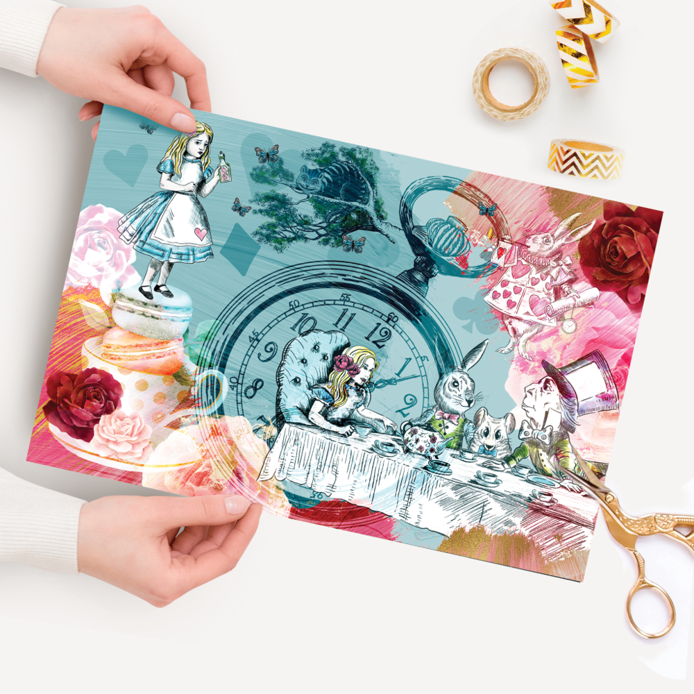 Vintage Alice In Wonderland Collage Decoupage Tissue Paper