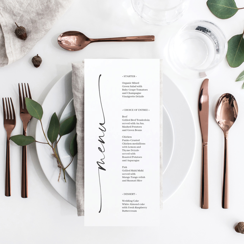 Classic Elegance Double Sided Wedding Menu