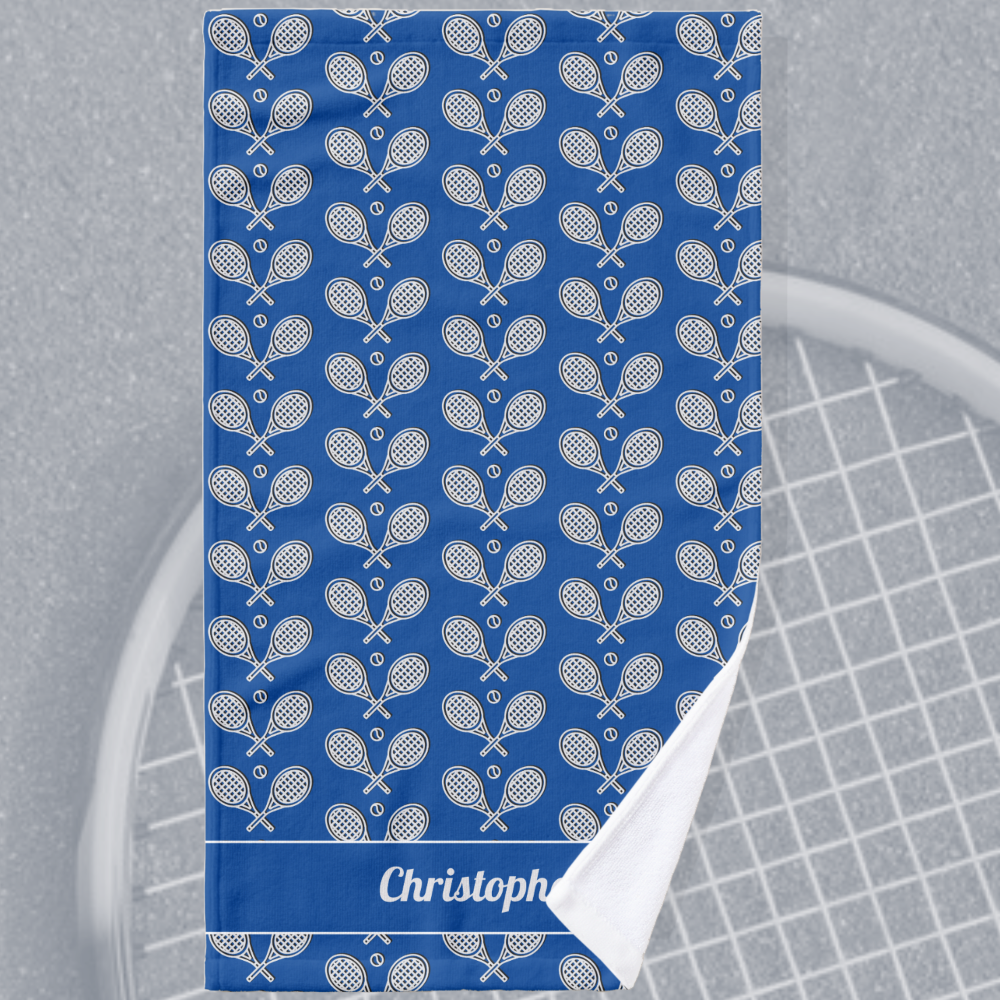 Tennis Theme Monogrammed Name Tennis Ball Hand Towel