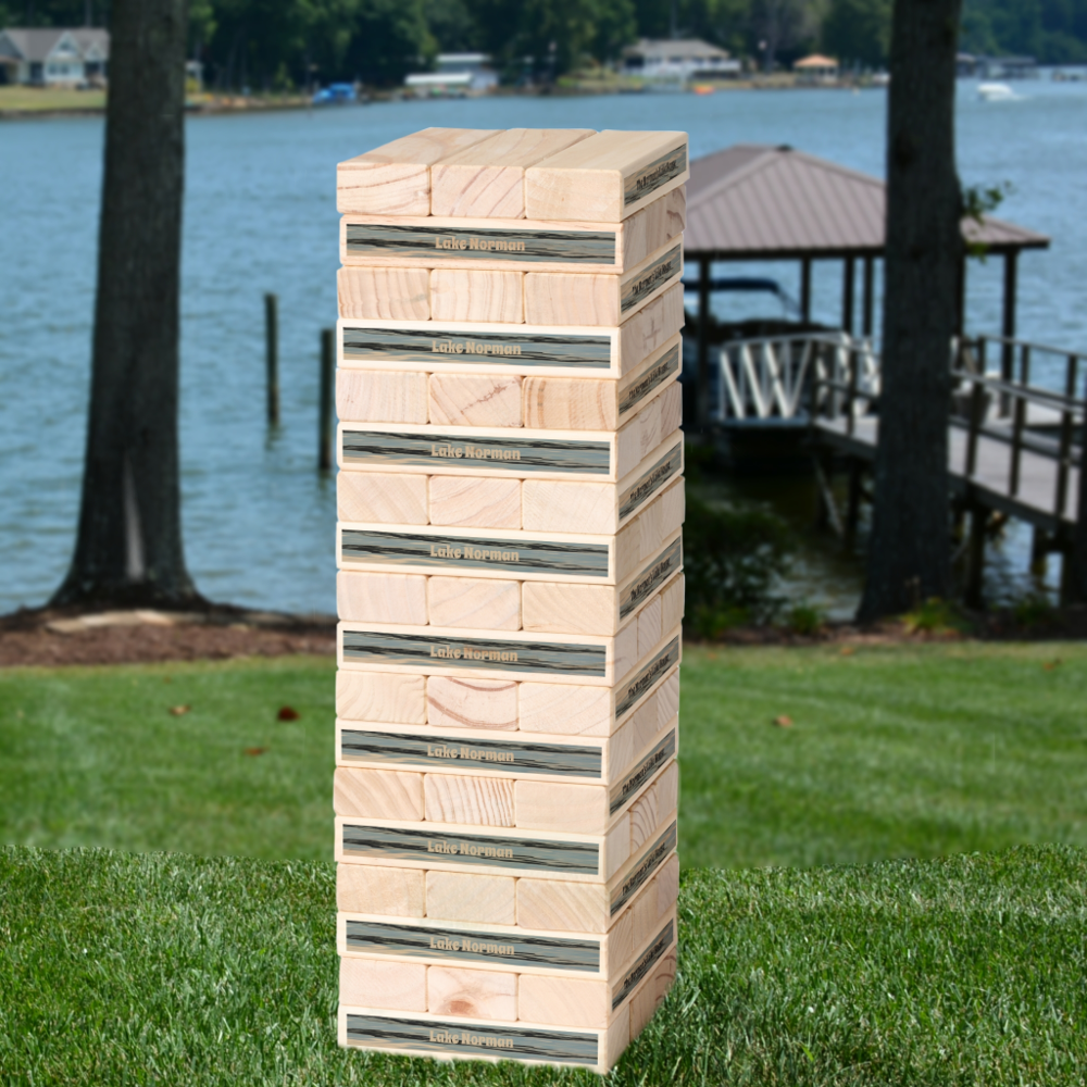 Lake Water Blue Beige Customizable Lake House Topple Tower