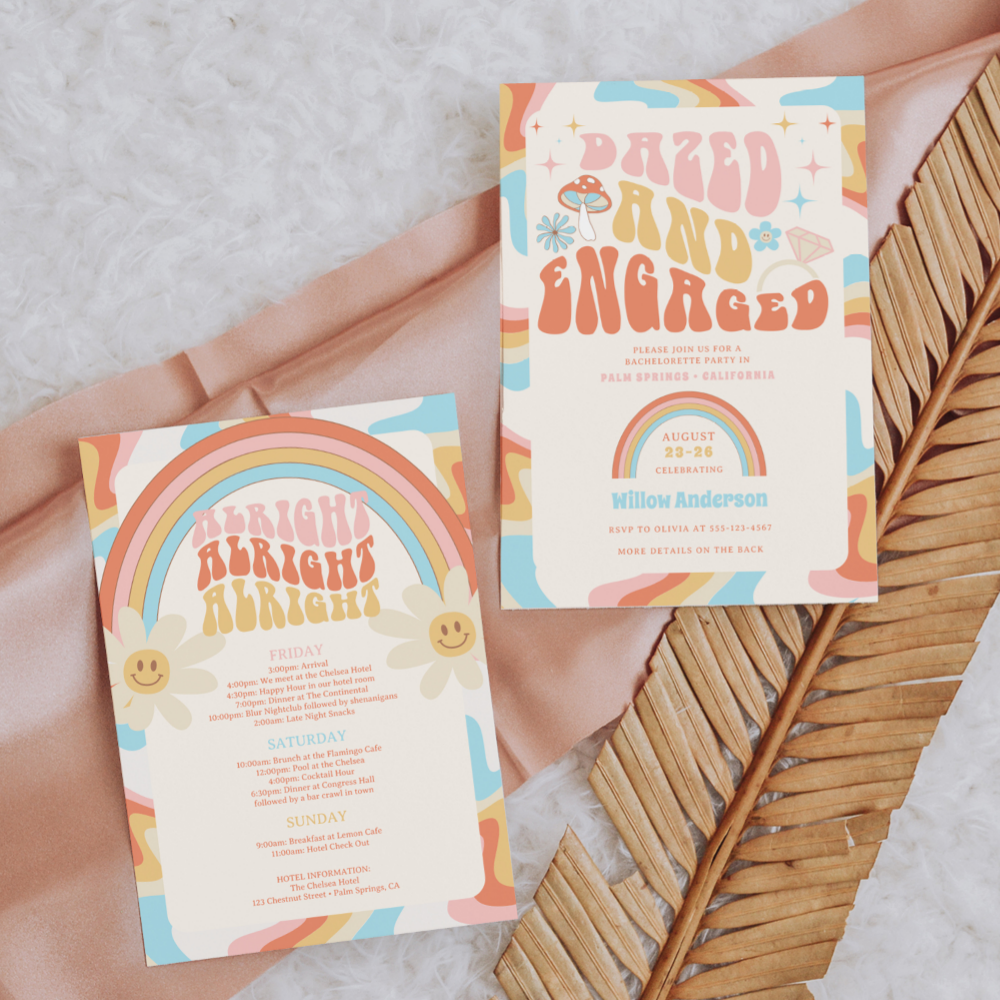 Dazed And Engaged Bachelorette Weekend Itinerary Invitation