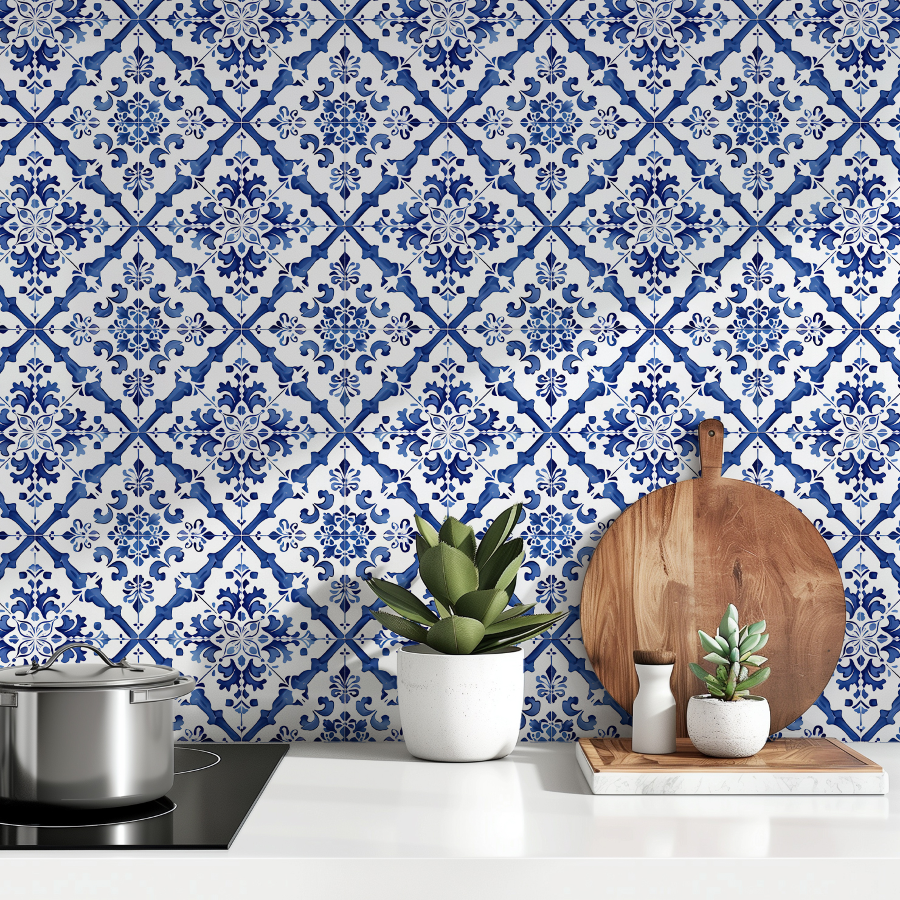 Mediterranean Charm: Wallpapers Azulejo Tiles Wallpaper
