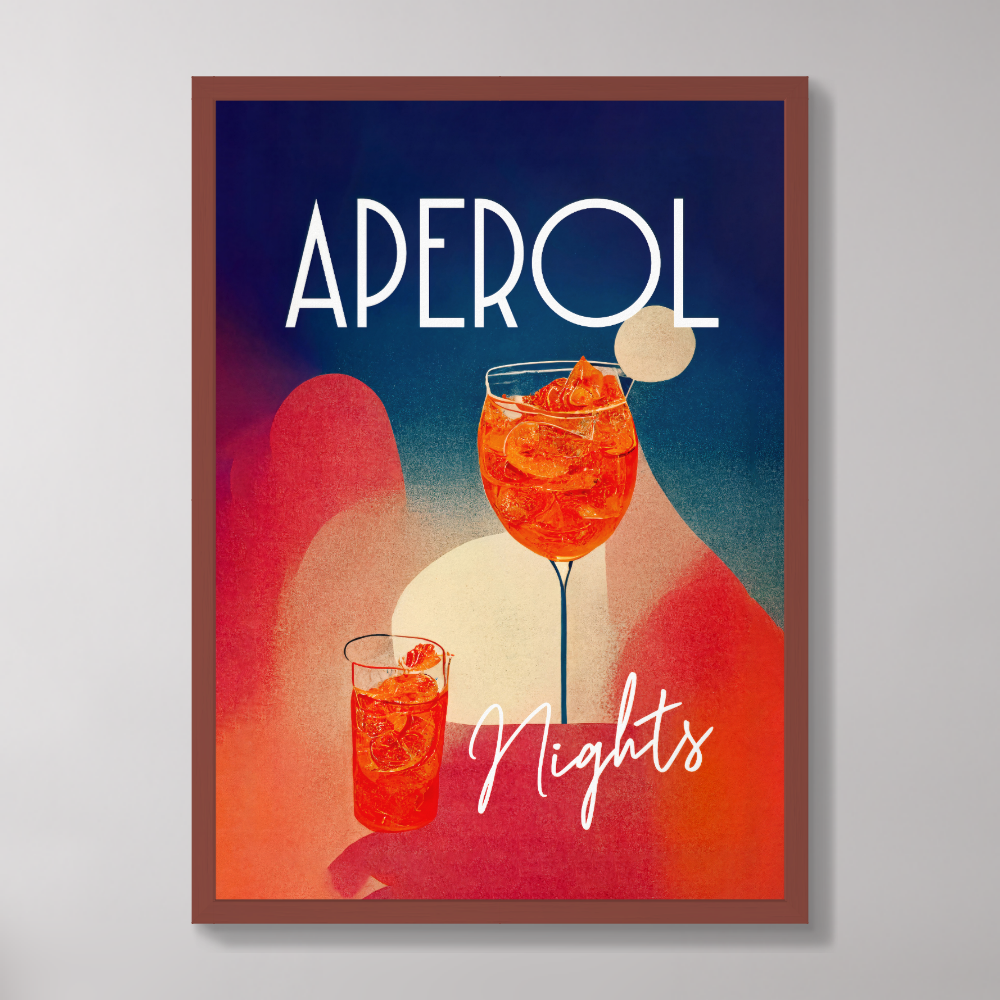 Aperol Spritz Nights Retro Cocktail Poster