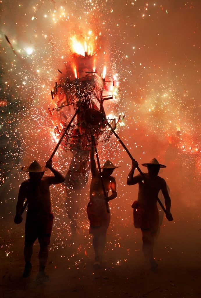 Fireworks at a Chinese New Year Parade Pin