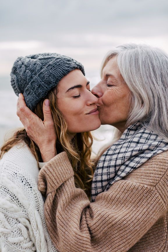 Mother and Daughter Hugging Pin