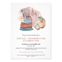 $2.20 per card Cozy Blankets Pumpkins Virtual Thanksgiving Party Invitation