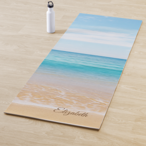 $75.55 per yoga mat Tropical Beach, Sand- Personalized Yoga Mat